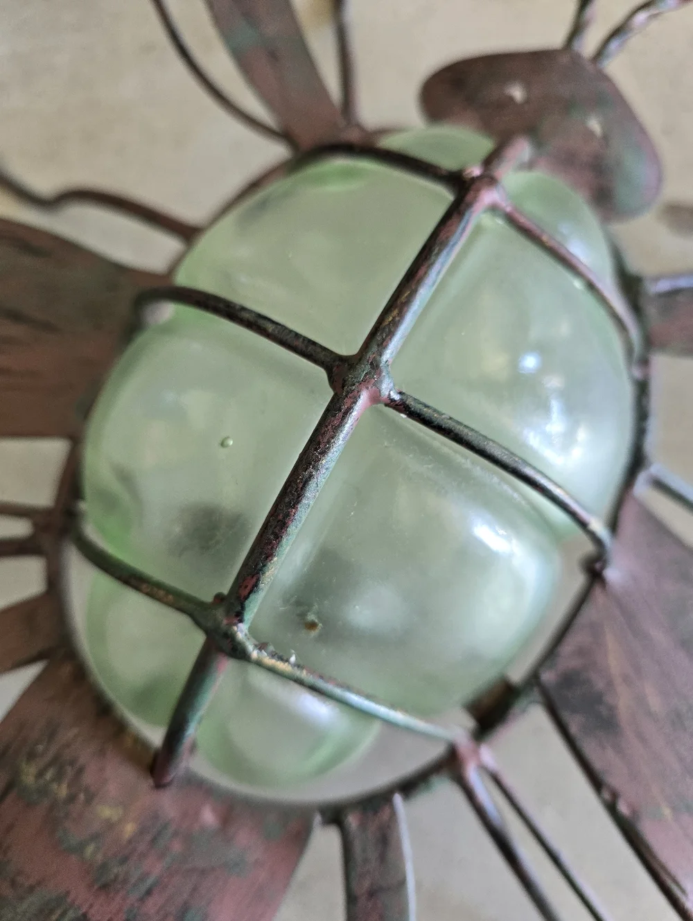 Butterfly Metal Wall Decor w/ Tealight Holder Purple Green 23” x 20” - Picture 9 of 10